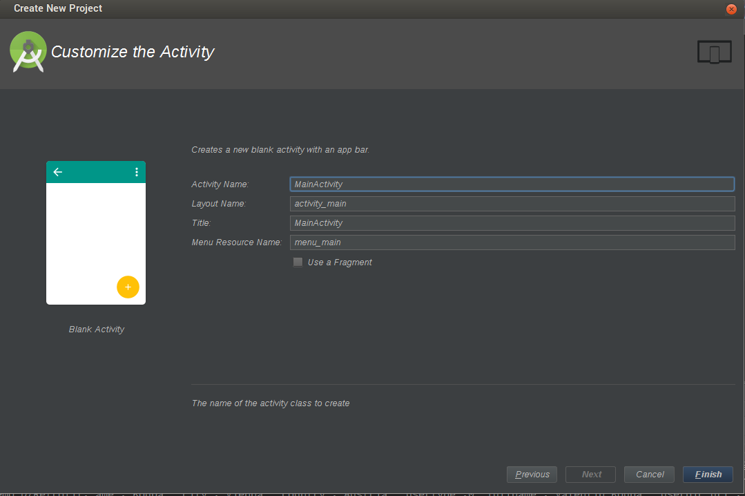 Configure new Activity